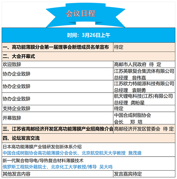 关于召开“2024 中國(guó)（高邮）國(guó)际高功能(néng)薄膜市场与技术发展高峰论坛”的通知